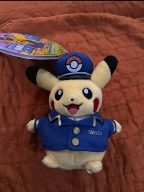 Pokémon Pikachu Plush in Blue Tokyo Station Uniform